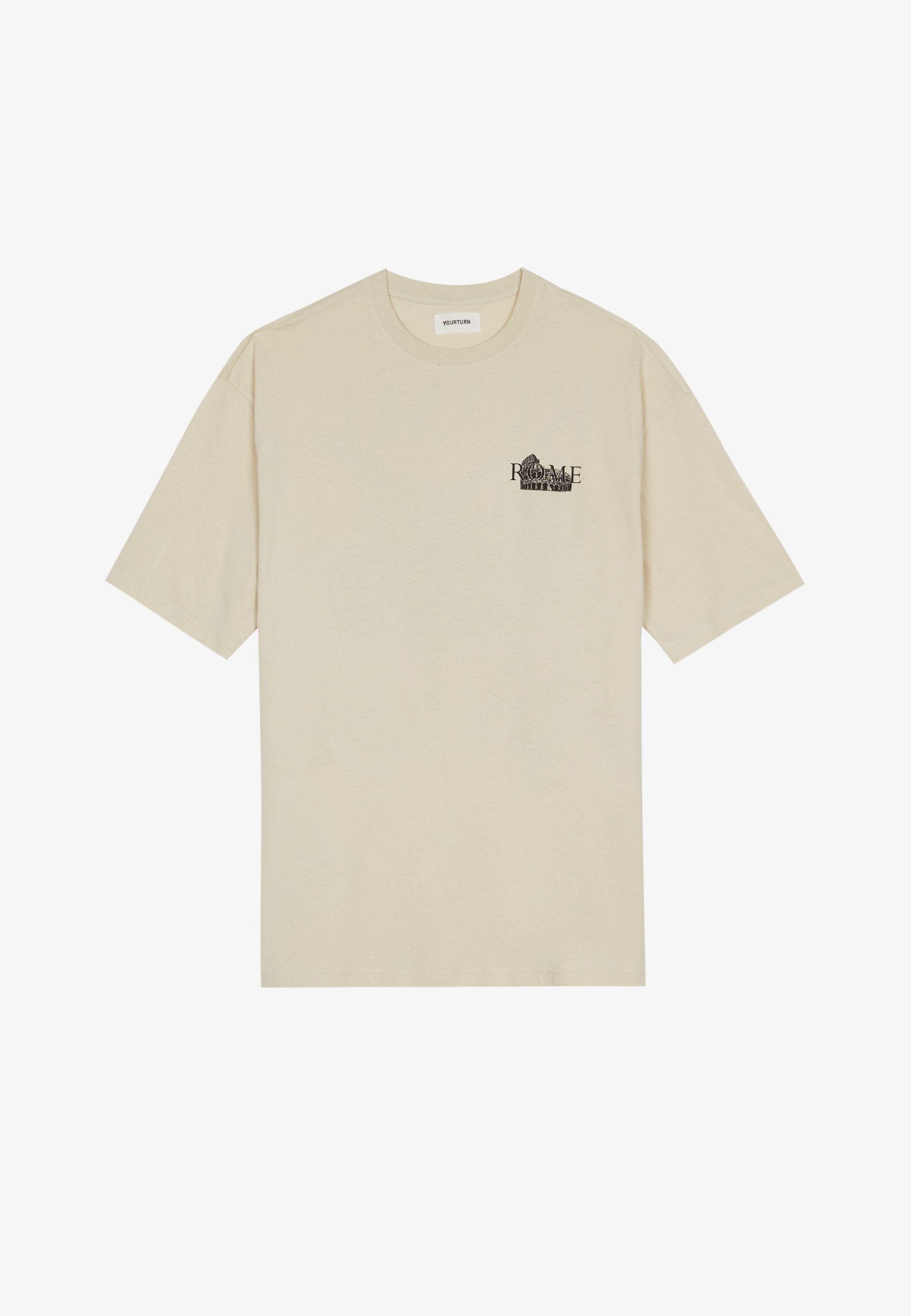YOURTURN UNISEX - Bedrucktes T-Shirt - meliertes Hellbraun