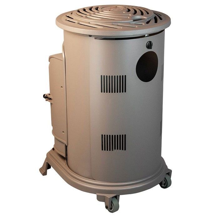 Poele à gaz 3,4 KW MARRON Effet poêle à bois Fonte véritable + Tuyau gaz + détendeur butane Provence UNIVERSAL