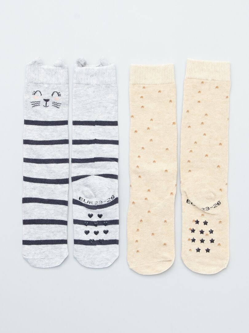 Juego de 2 pares de calcetines antideslizantes - gato