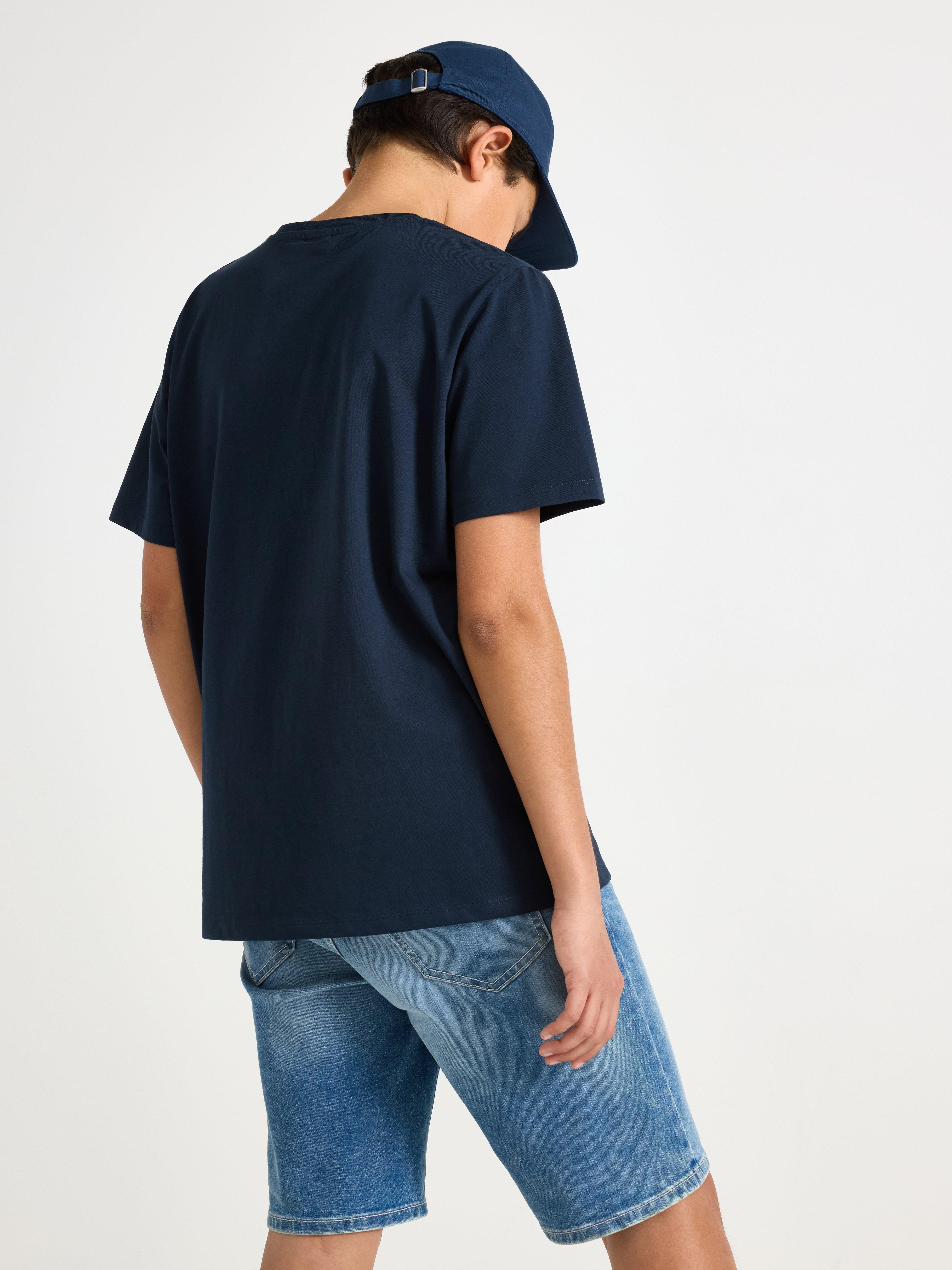 Tricou cu decolteu în V Bleumarin închis