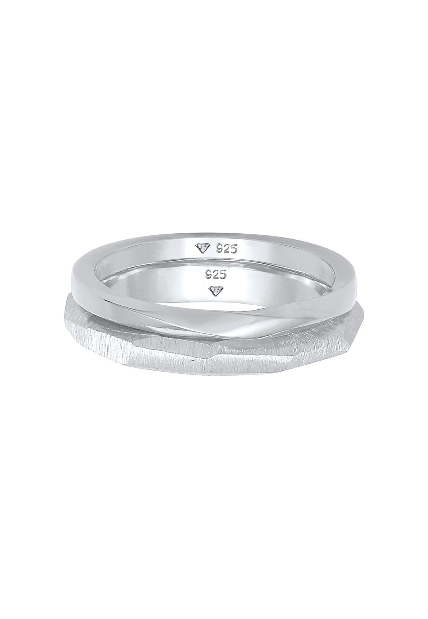 Elli PREMIUM Bague pour dames Duo Tendance de base à la structure torsadée en argent sterling 925