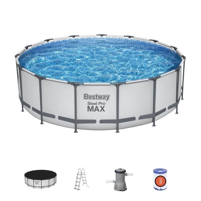 Piscina tubular elevada - BESTWAY - Steel Pro Max - 457 x 122 cm - Redonda - Filtro de cartucho