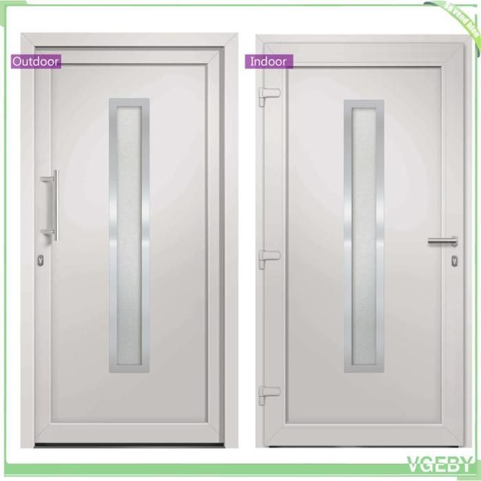 Porte d'entrée PVC blanche 108 x 200 cm – vitrage isolant 4-12-4, serrure 5 points, seuil aluminium