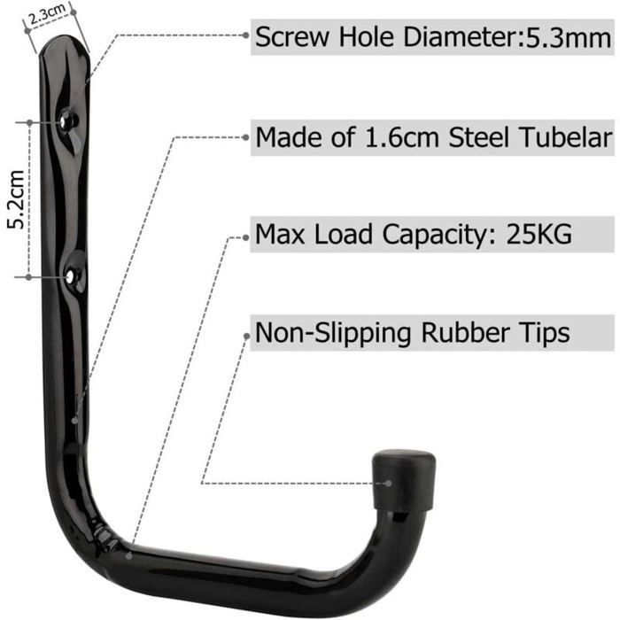 Ganchos de almacenamiento resistentes para escaleras de garaje, soporte de pared para bicicletas/herramientas (juego de 6).