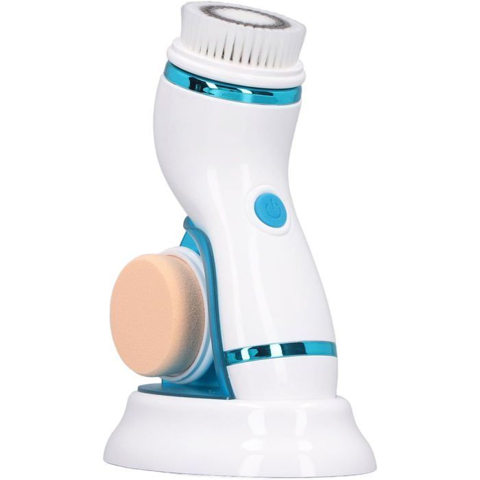 Brosse nettoyante électrique pour le visage, massage par vibration à 2 vitesses avec 3 têtes interchangeables pour une(bleue)