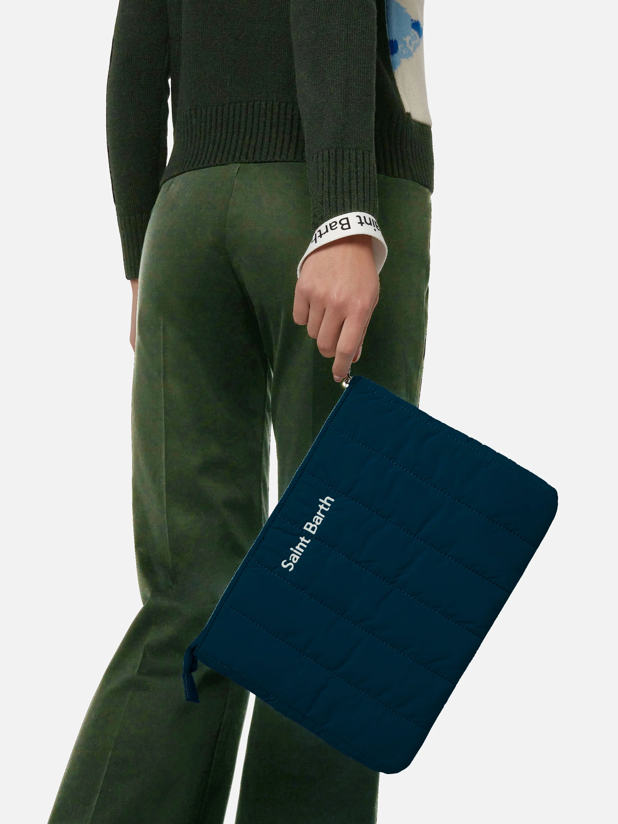Bolso de mano acolchado azul marino
