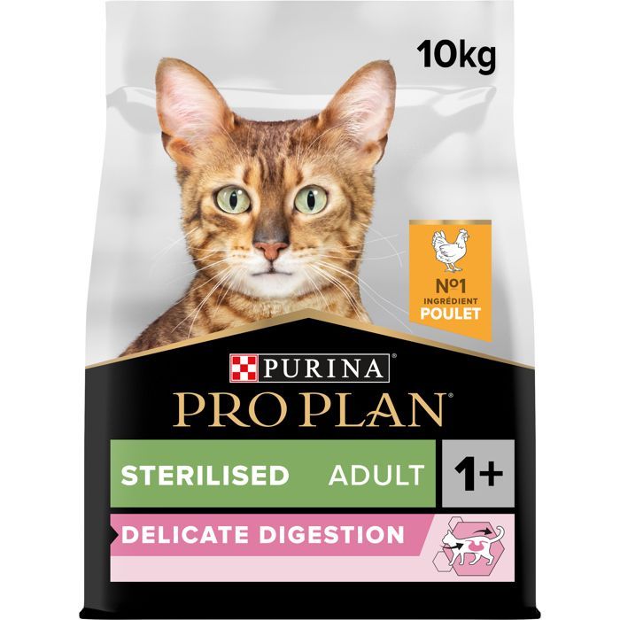 Pro Plan Esterilizado Adulto 1+ Digestión Delicada Rico en Pollo - 10 kg - Alimento seco completo para gatos adultos