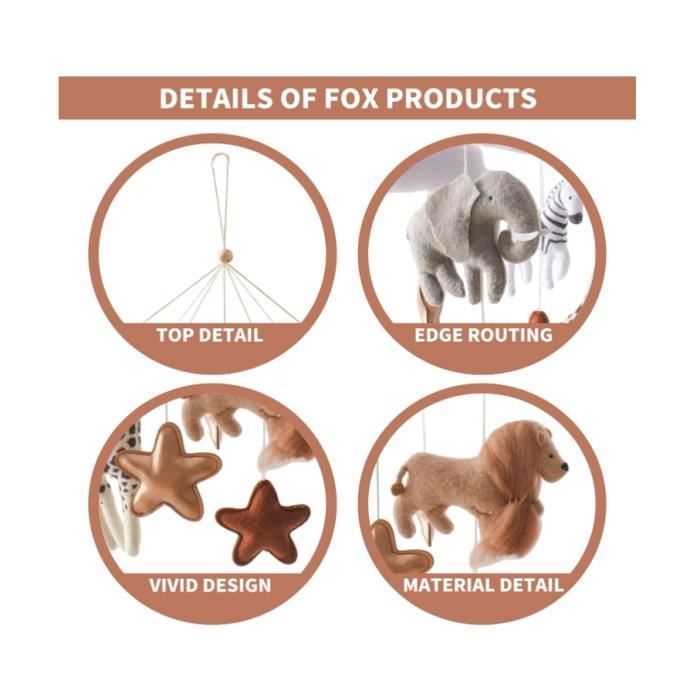 Móvil para bebé, móvil musical para bebé con temática del bosque y el reino animal, móvil para bebé, móvil musical con campanillas de viento para dormir, juguetes