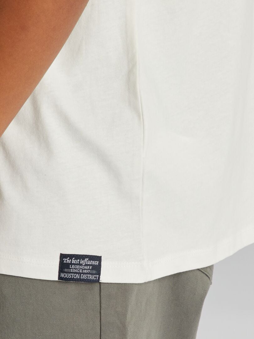 Farbblock-Baumwoll-T-Shirt mit Rundhalsausschnitt für Personen über 190 cm – grün