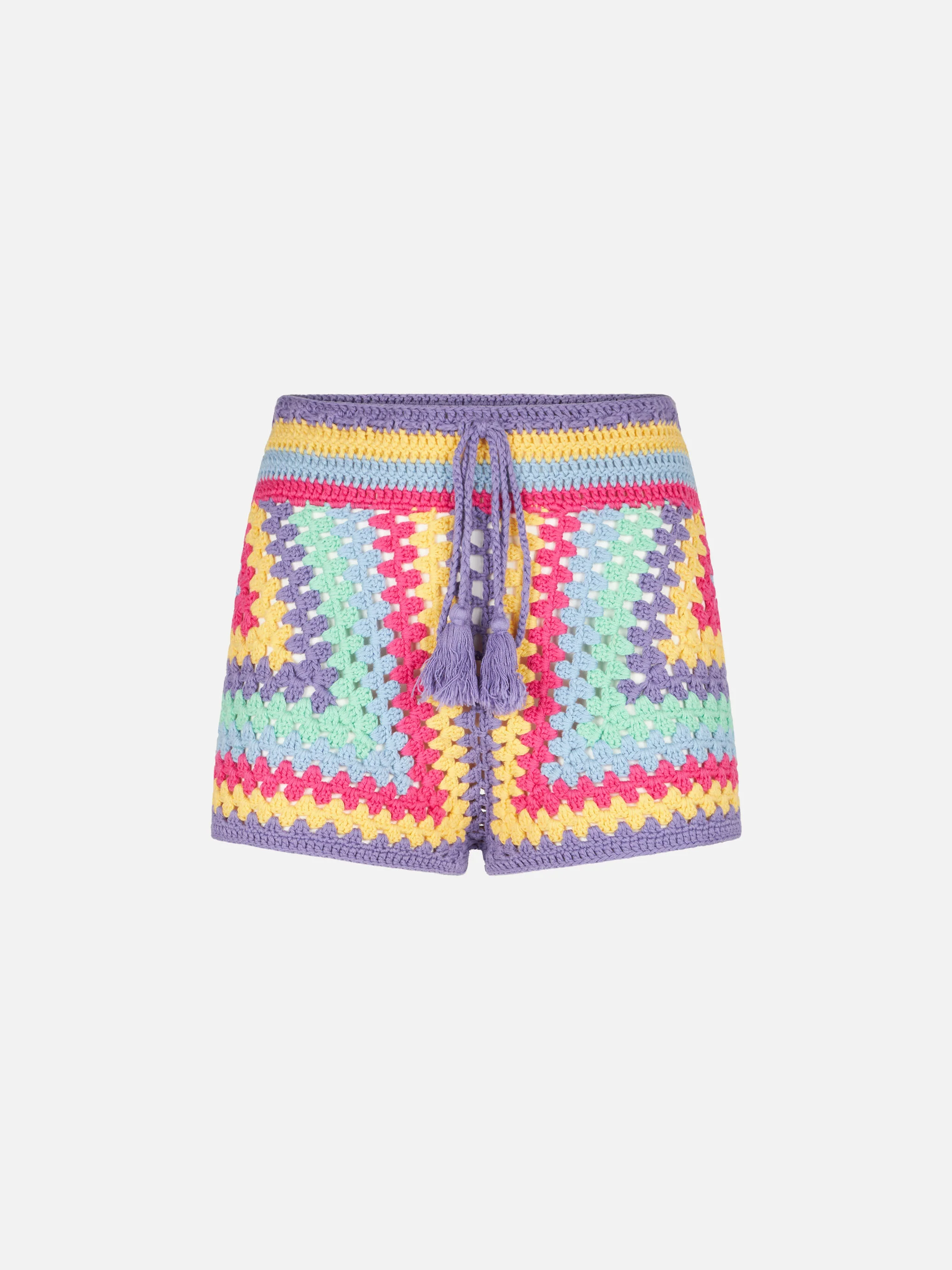 Veelkleurige gehaakte shorts