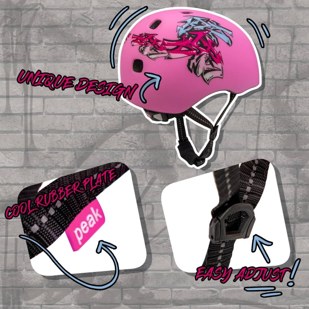 Casco De Bici Y Skate Para Adolescentes Y Adultos| Rosa Grafitti M/l |en 1078