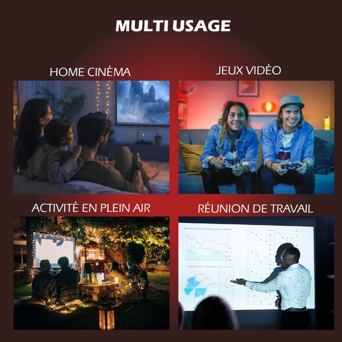 Compacte en opvouwbare videoprojector – Android 13, 4K, 300 ANSI lumen, automatische scherpstelling en keystone-correctie