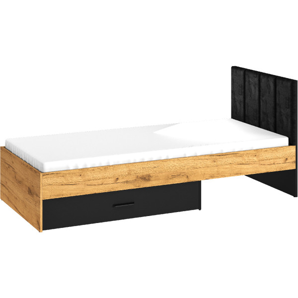 Łóżko 90x200 BLINT 10 dąb craft złoty / czarny