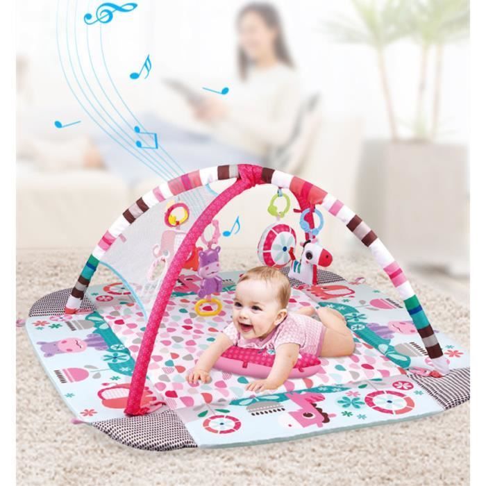 Tapis de jeu pour Bébé,Tapis D'éveil Bébé,tapis de jeu gymnastique,Tapis de Sécurité pour Bébé, avec jouets boules de l'océan, Rose