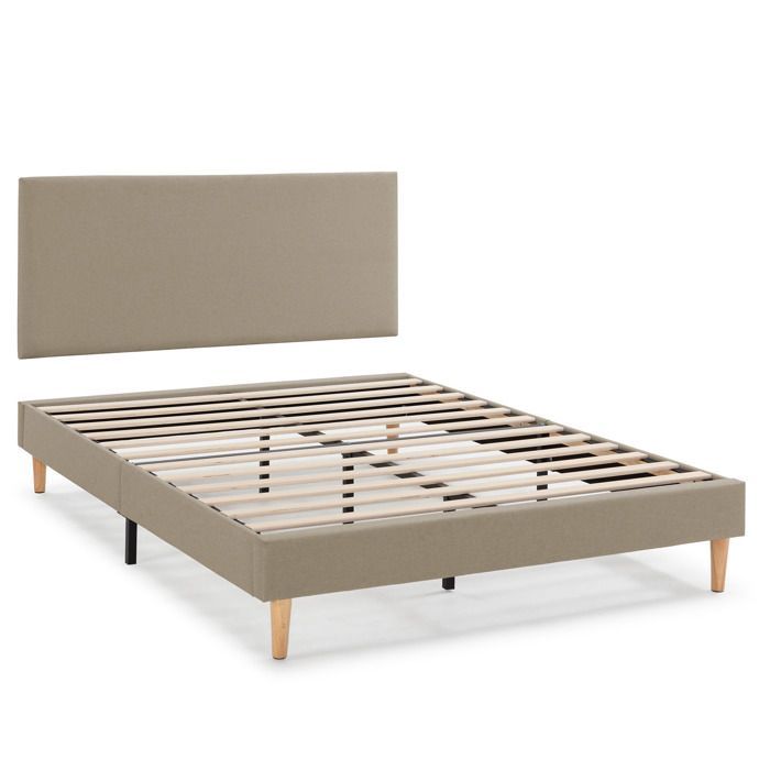 Aura gestoffeerde bedbodem + hoofdbord 140x190 cm Beige, hoogte 30 cm