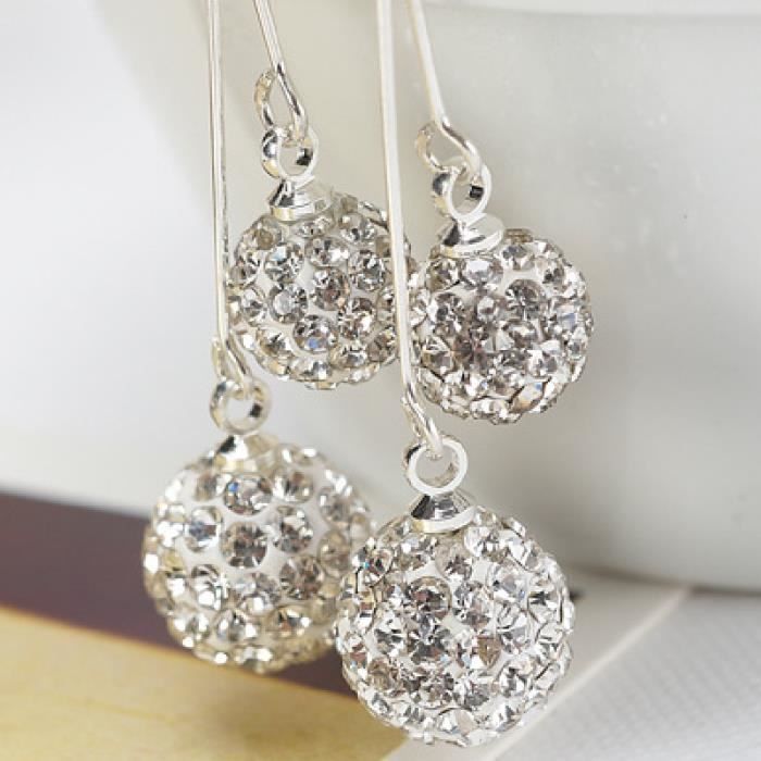 Earrings - Luxury - Dangle - Silver - Alloy - Rhinestones