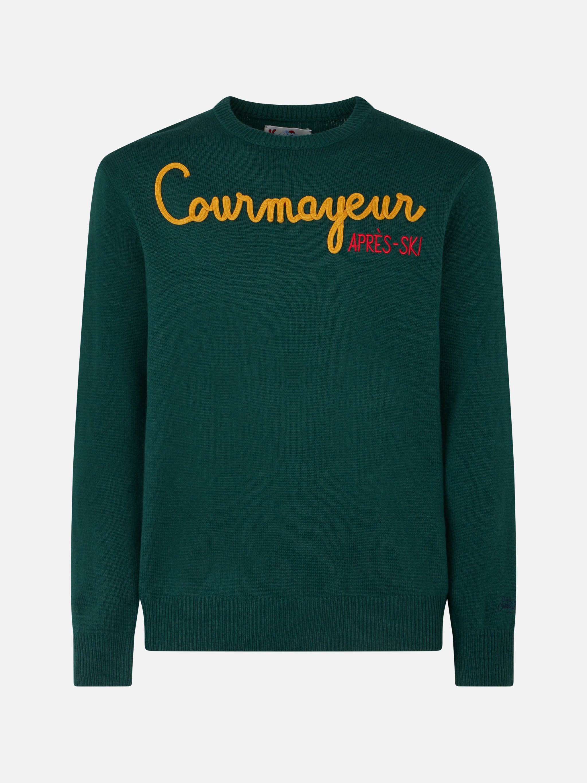 Courmayeur Après-Ski Herren-Pullover mit Rundhalsausschnitt und Stickerei