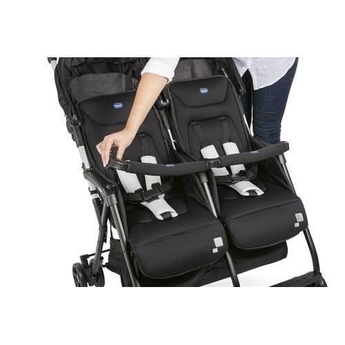 CHICCO Ohlala Twin Compact Double Stroller - From birth - Up to 15kg - 78cm wide - Safety bar - Black night
