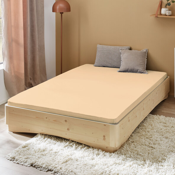 Jersey hoeslaken, 140-160 x 200 cm, zandkleur