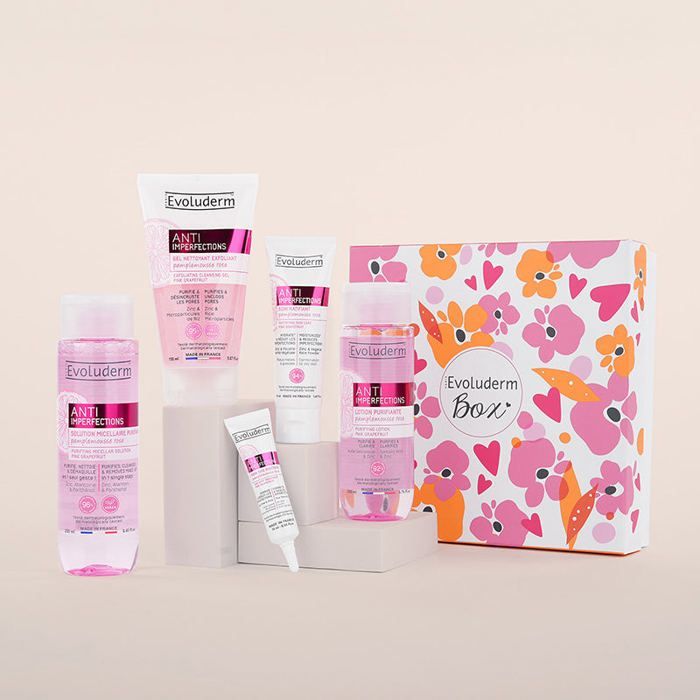 EVOLUDERM - Coffret Peau Zéro Défaut Anti-Imperfections - Box Roséa - Idéal cadeau Noël, Anniversaire, Fête des Mères