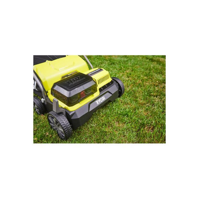 RYOBI - Escarificador/Aireador sin escobillas de 18 V, Ø 35 cm, 2 en 1 - 2 baterías de litio+ de 18 V y 4,0 Ah y cargador - RY18SFX35A-240
