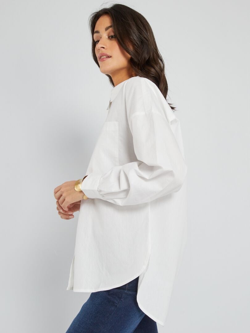 Effen poplin overhemd - wit