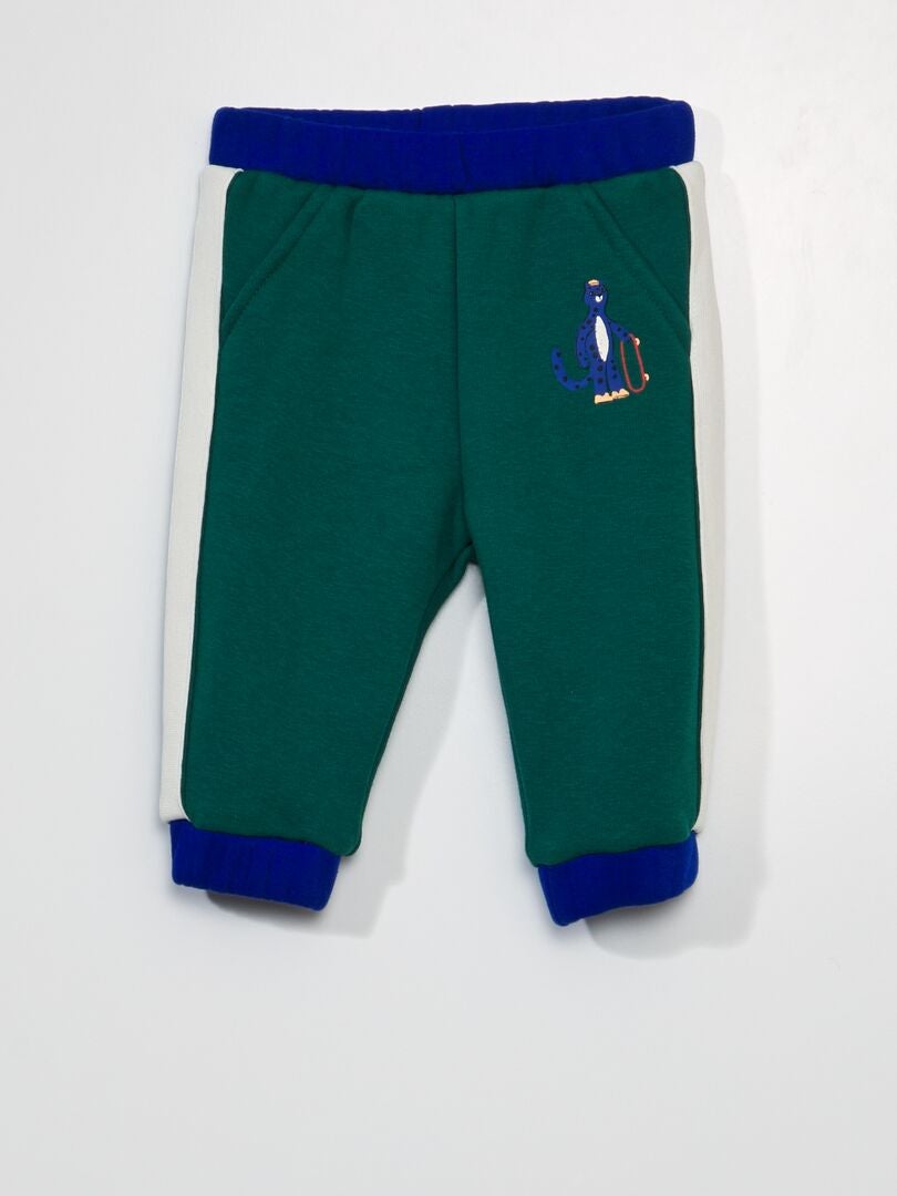 Bedrukte fleece joggingbroek - GROEN