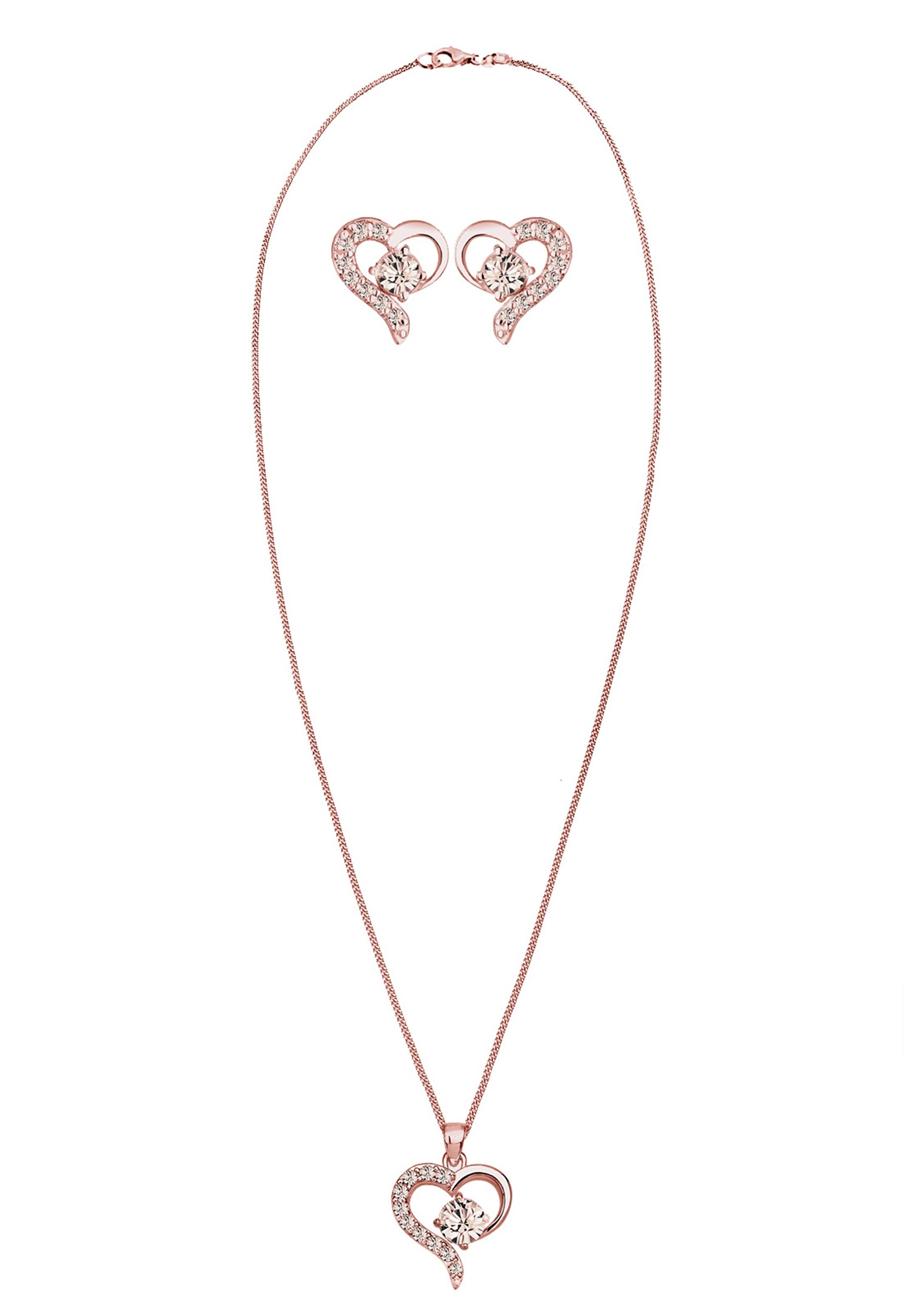 Elli Femmes Cœur pendentif set clous d'oreilles avec cristaux en argent sterling 925