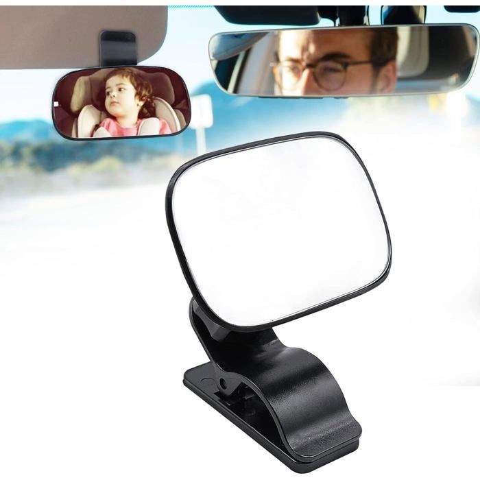 Espejo retrovisor para bebé con clip, rotación de 360°, espejo para coche con visión amplia, seguridad en los asientos traseros, 9 * 5,7 cm