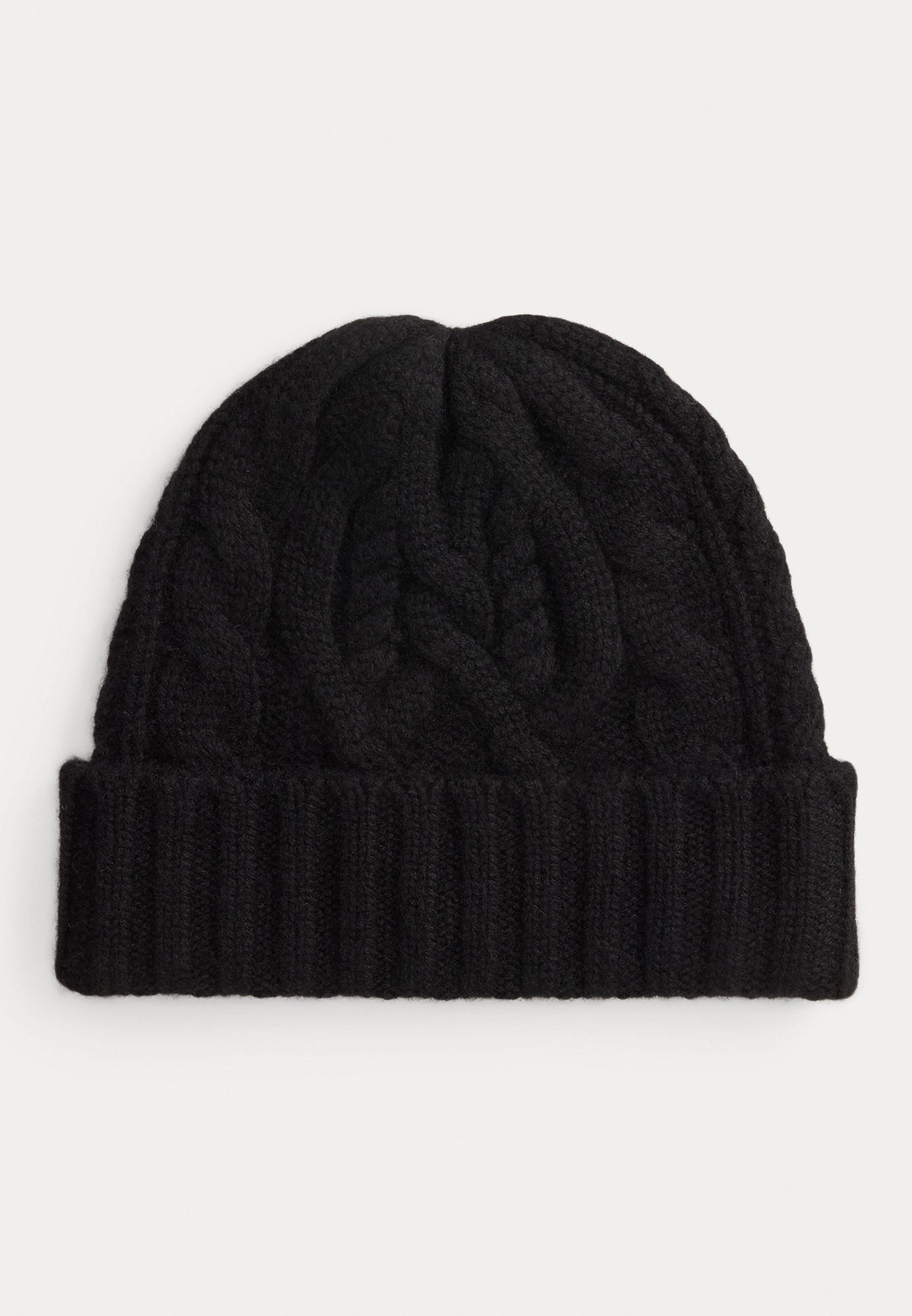 Polo Ralph Lauren KAPA IZ VOLNE IN KAŠMIRJA CABLE-KNIT UNISEX - Kapa - polo črna