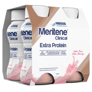 Meritene Clinical Extra Protein Jordbær Høyprotein Oraltilskudd 4 x 200 ml