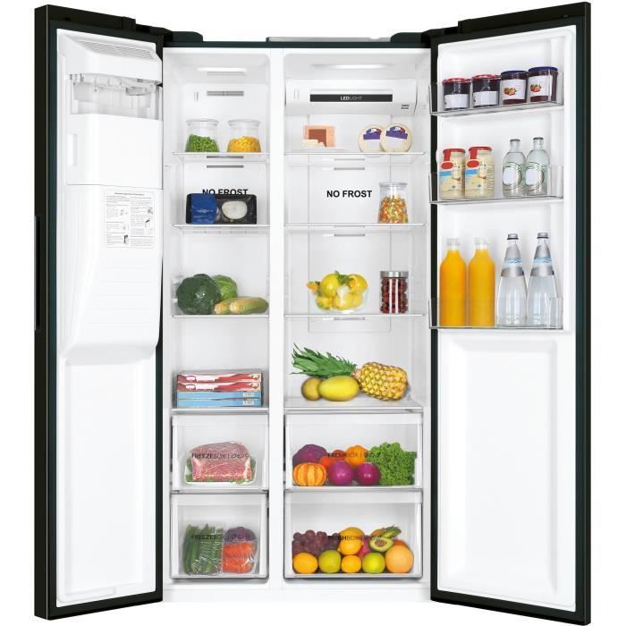 American-style refrigerator - HAIER - SBS 90 Series 3 HSR3918EIPB - Energy Class E - 515 L - 180 x 90 x 65.9 cm - Black