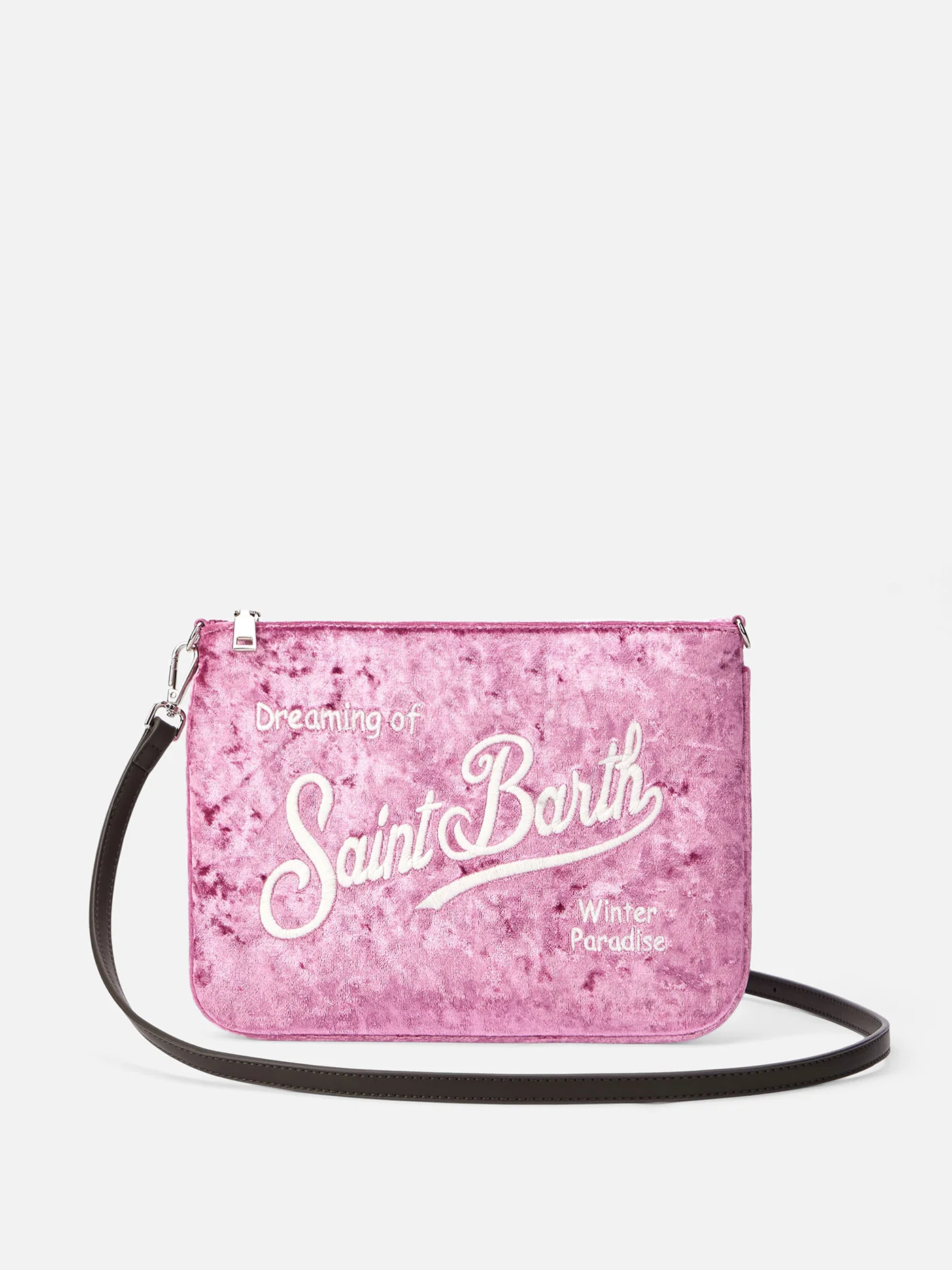 Parisienne-etui van lila chenille met ketting