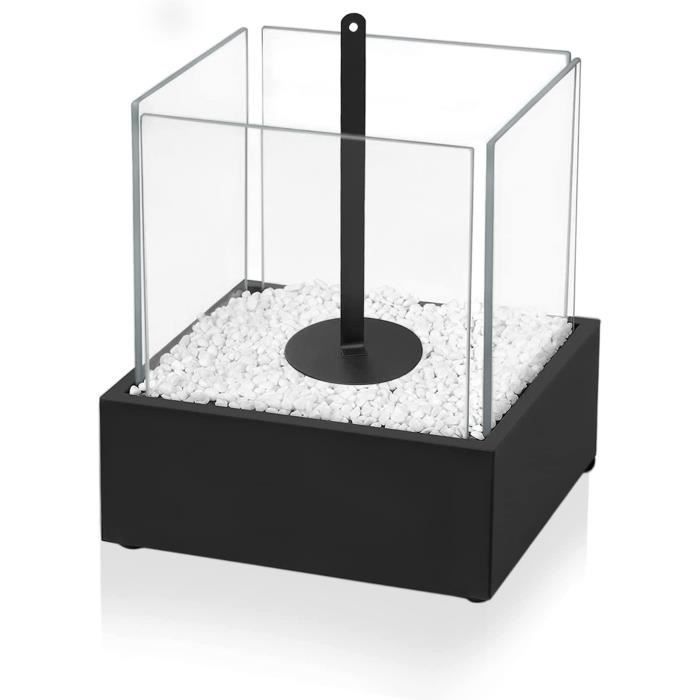 Chimenea de bioetanol portátil - 24,5 cm x 20,5 cm x 28,7 cm - Uso interior y exterior - Ambiente cálido