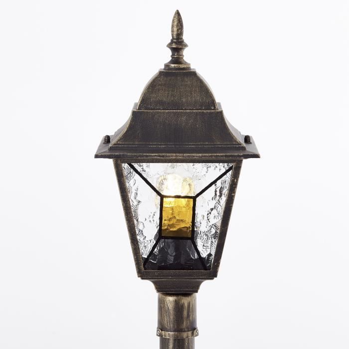 Lámpara de pie de exterior JANEL - BRILLANTE - negro y dorado - metal/cristal - IP44