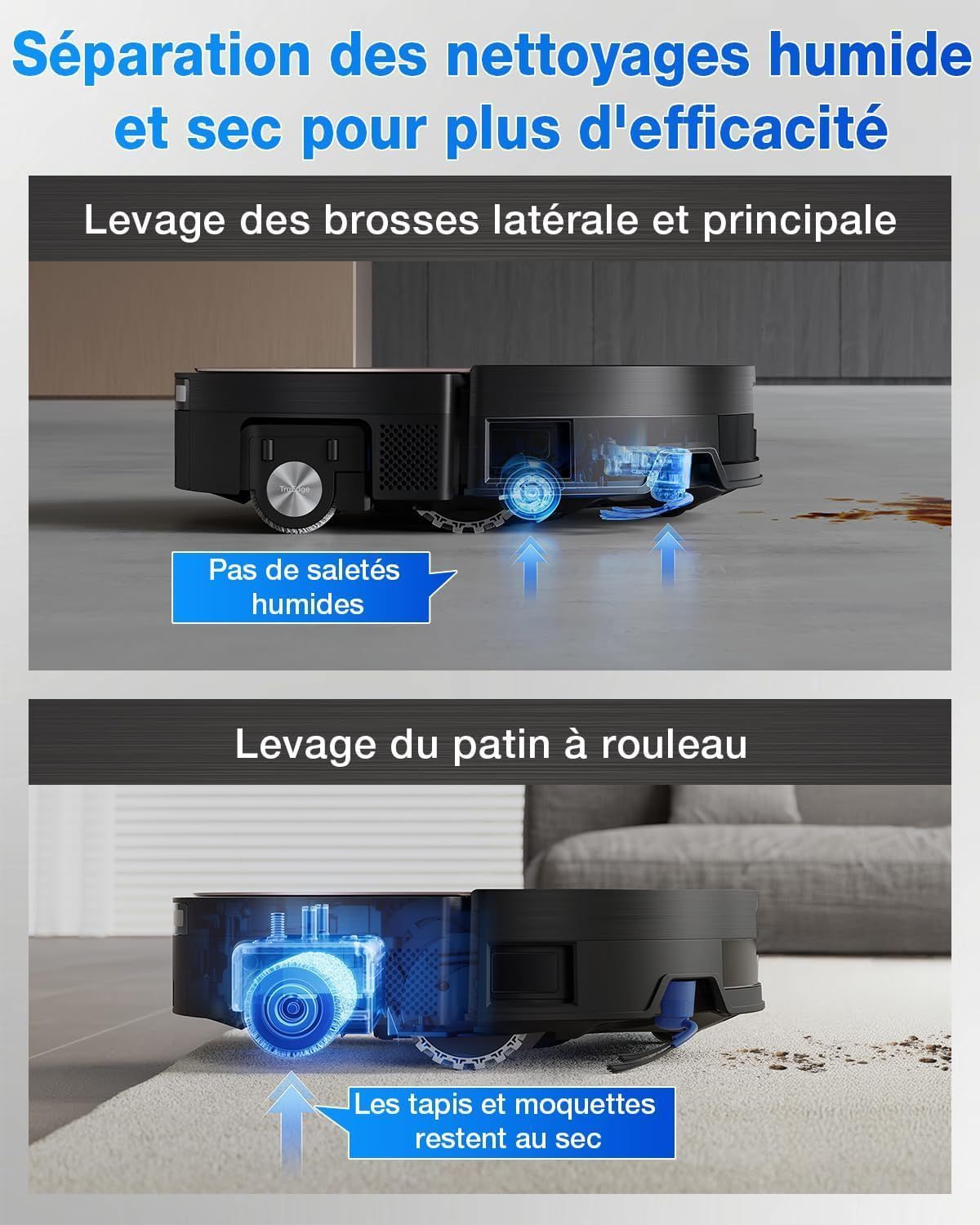 ECOVACS X11 PRO OMNI - Robot aspirador y fregador con función de chorro - 19500 Pa - Potencia ultrarrápida PowerBoost - Rodillo OZMO 2.0 - ZeroTangle 3.0