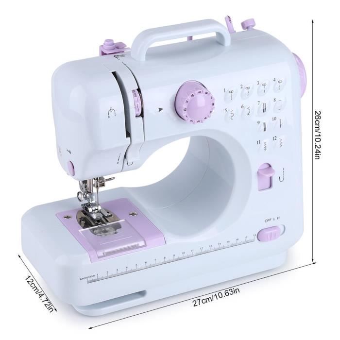 Macchina da cucire elettronica per principianti FHSM-505A, 12 punti, bianca, mini macchina da cucire portatile