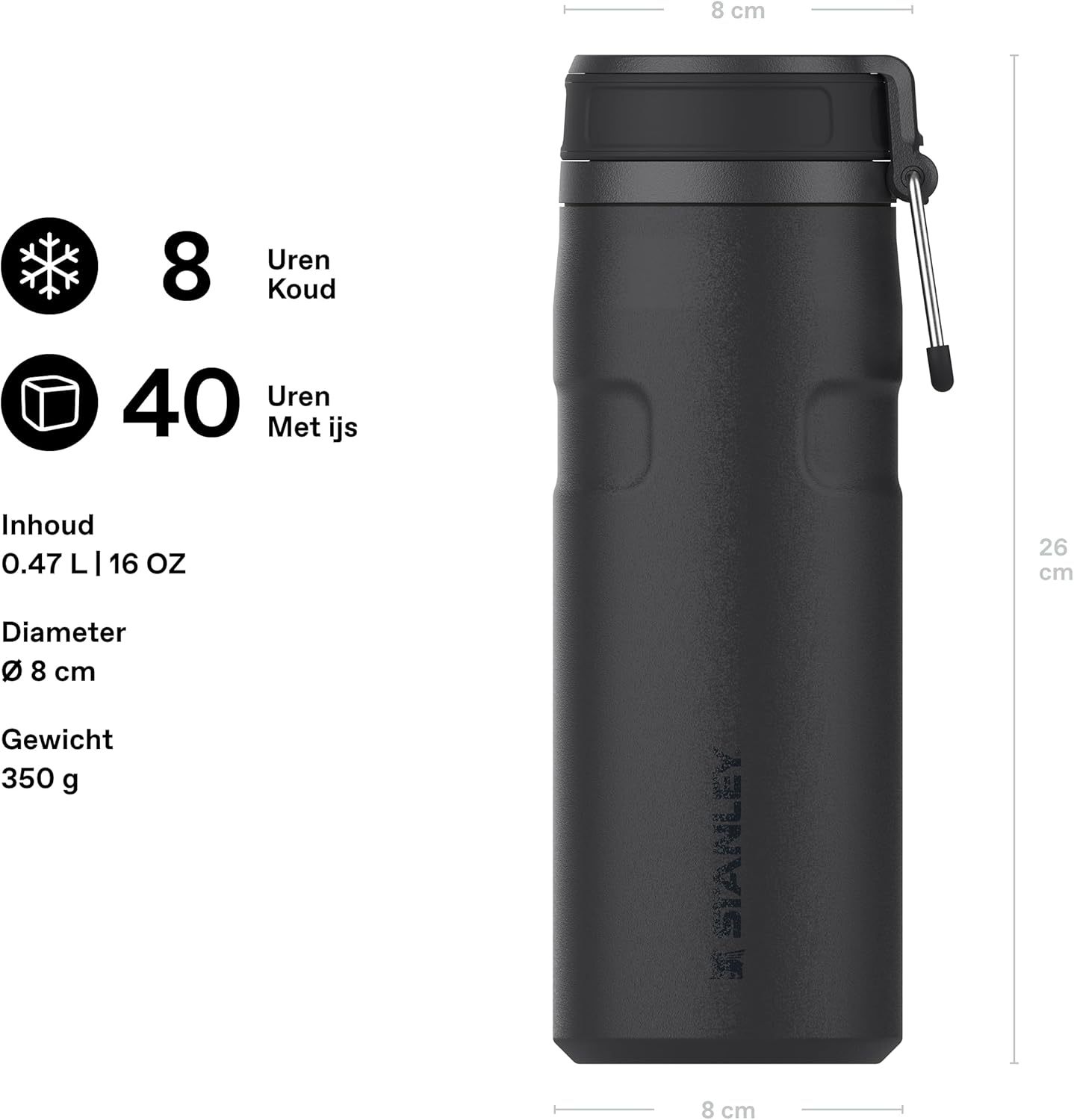 Stanley ūdens pudele/termoss 0,47 l – ICEFLOW™ pudeles vāciņš ar pagriežamu aizdari – 1 gab.