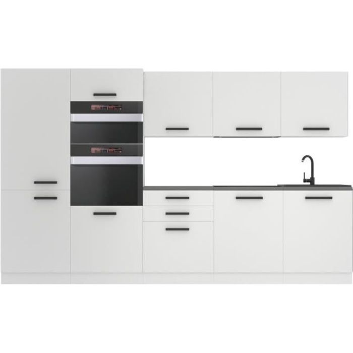 Cucina completa - B BELIN GROUP - Modello GRACE - 300 cm - Bianco opaco - Design contemporaneo