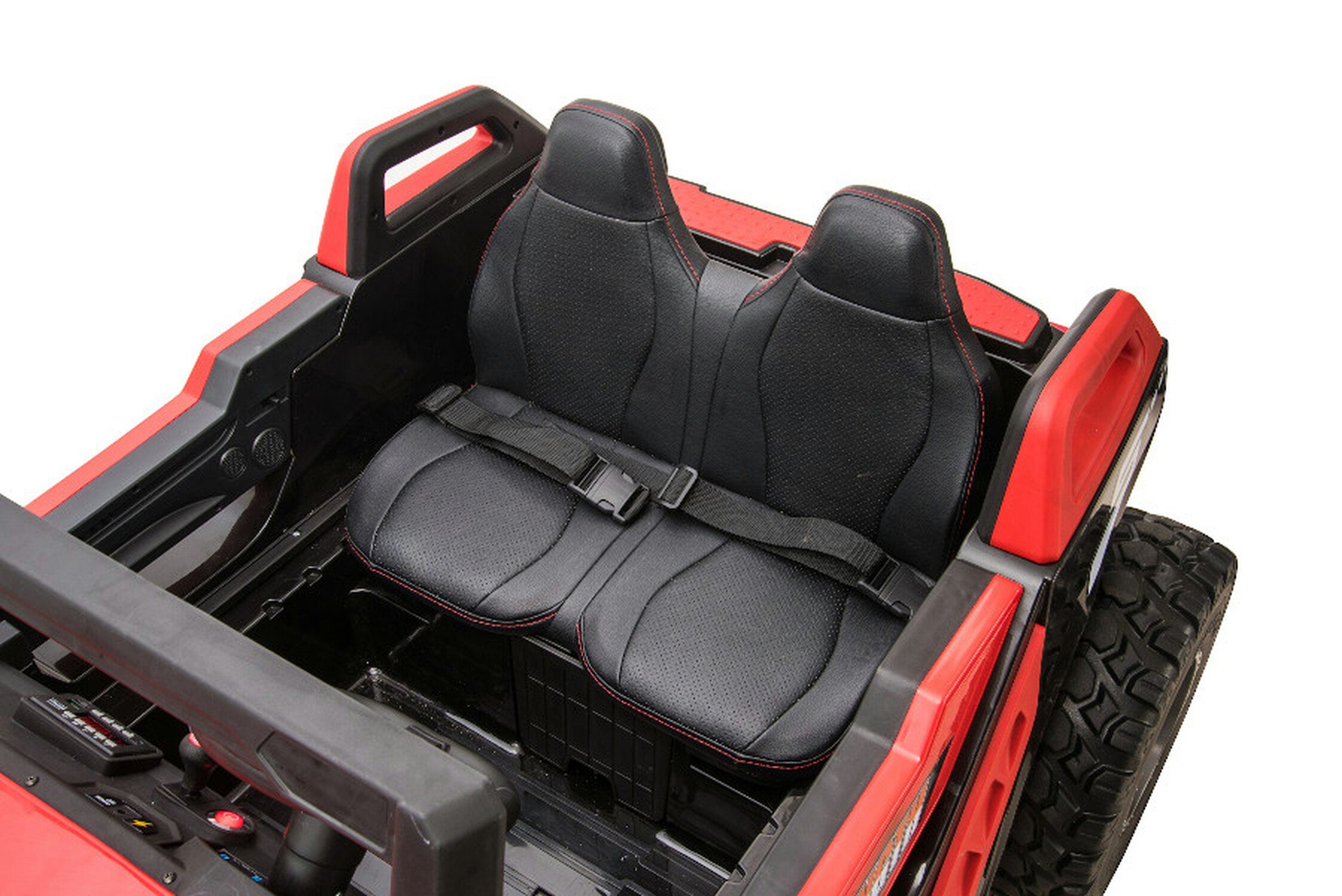 TPFLiving Elektro-Kinderbuggy 928 – Motor: 4 x 12 V – Batterie: 2 x 12 Volt/7 Ah, Zuladung 60 kg, Kinderauto – Elektrobuggy mit Ledersitz und Sicherheitsgurt