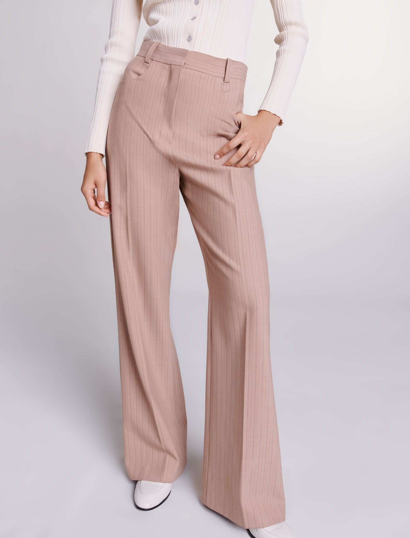 Broek met hoge taille - Beige
