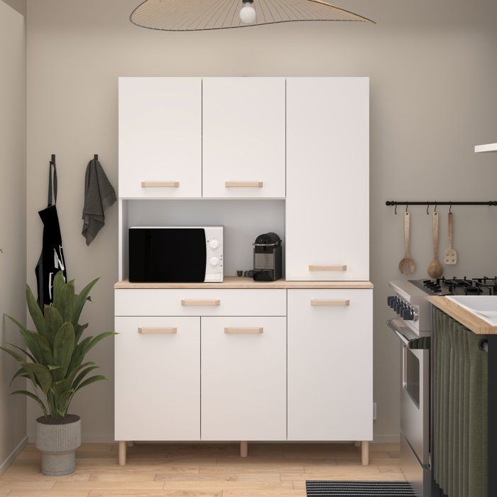 Buffet de Cozinha - ESSENTIAL 2 - 120,1 x 40,3 x 182,6 cm - Branco / Carvalho - PARISOT