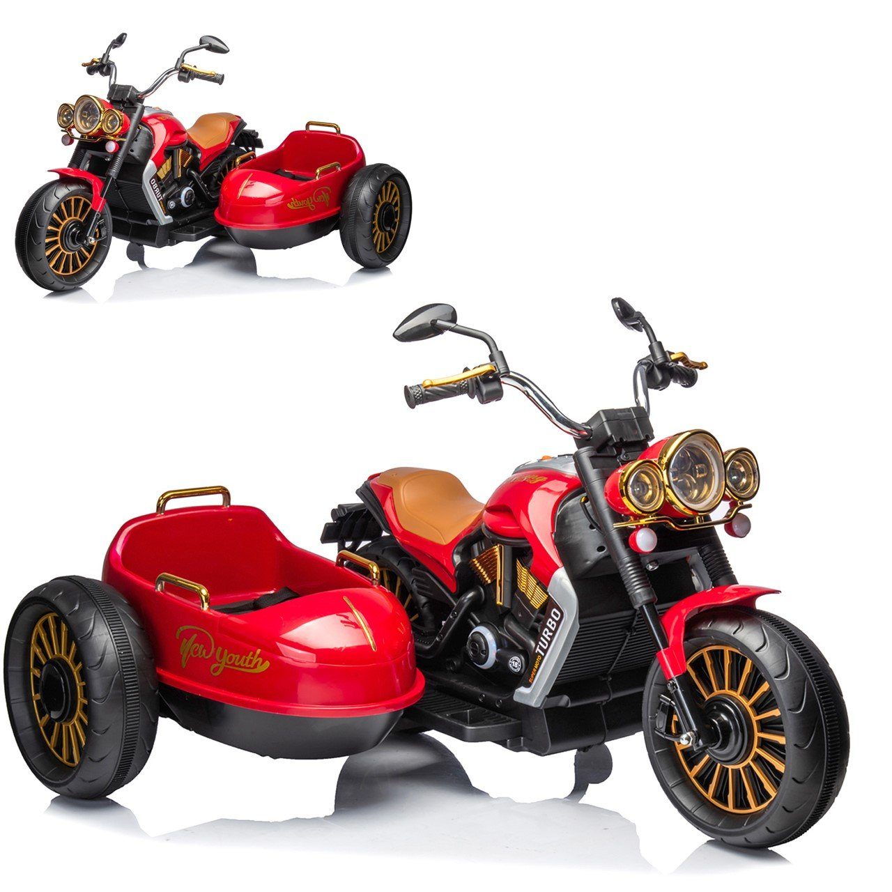 Chipolino elektromos gyermekmotor Gyermek elektromos motorkerékpár DUO, teherbírás 50 kg, TRON, oldalkocsi, zenei funkció, 2 gyermek számára