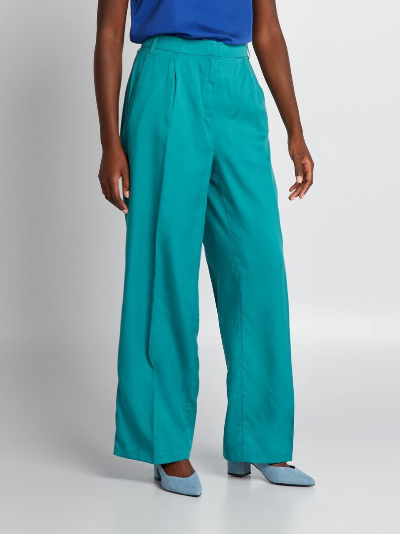 Effen wijde broek - GROEN