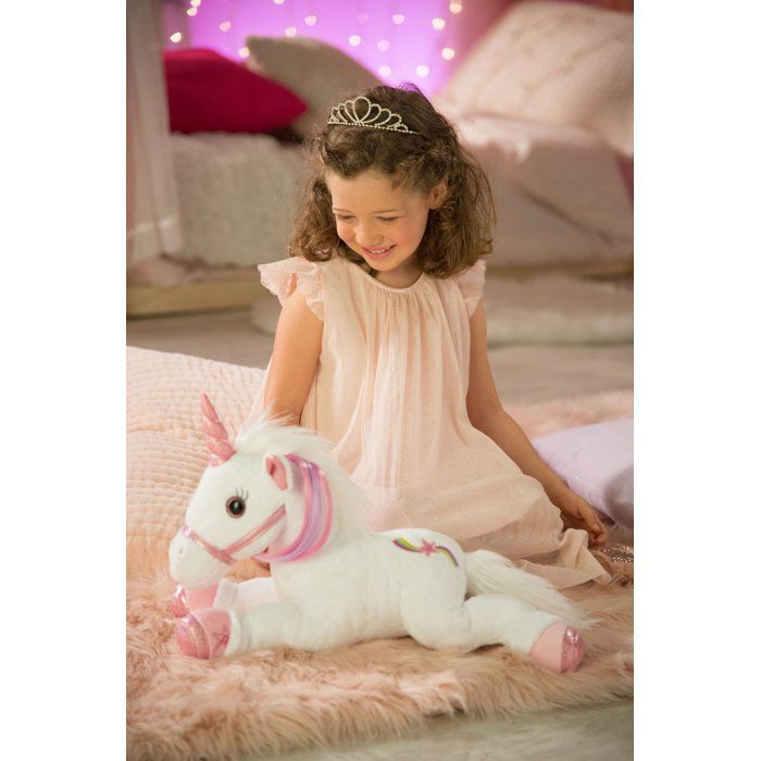 Gipsy Toys - Lica Bella Fee en Lichtgevende - Interactieve Eenhoorn Pluche - 35 cm - Wit - Roze