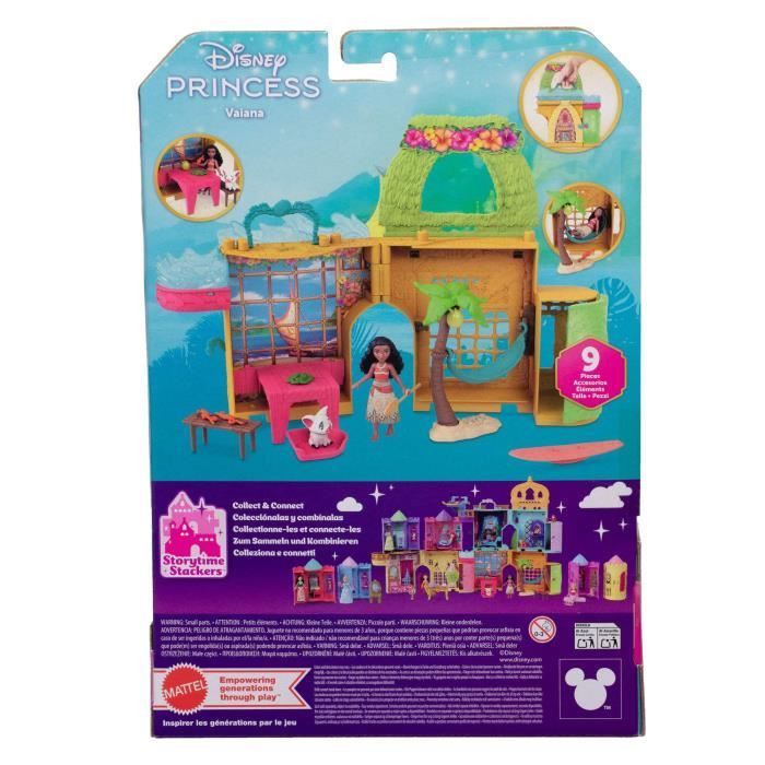 Disney Moana Stacking Stories Dollhouse Playset with a small Moana doll, 1 animal friend and 9 accessories - MATTEL