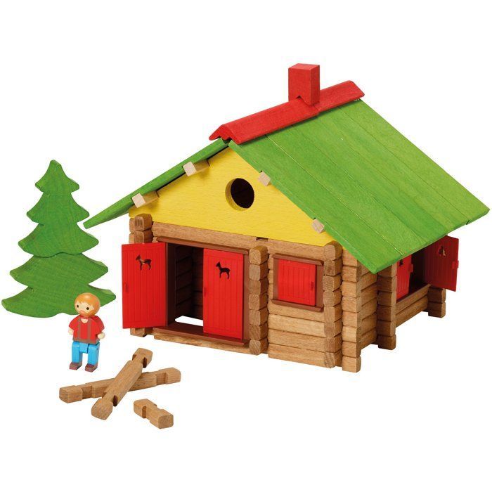 JEUJURA - Wooden Construction Set - My Wooden Chalet - 225 Pieces - Ages 5+