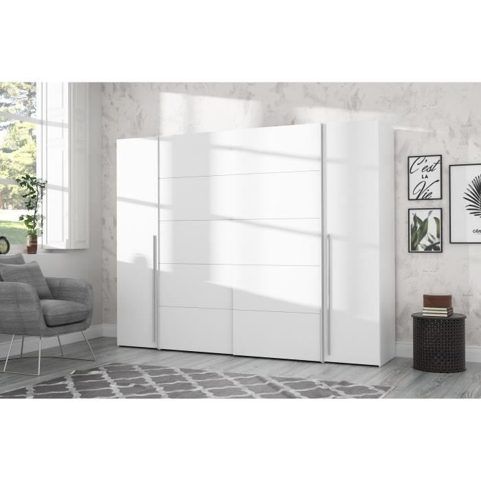 Kledingkast - Matwit - 2 draaideuren + 2 schuifdeuren - B 270,3 x D 61,2 x H 210 cm - NARAGO