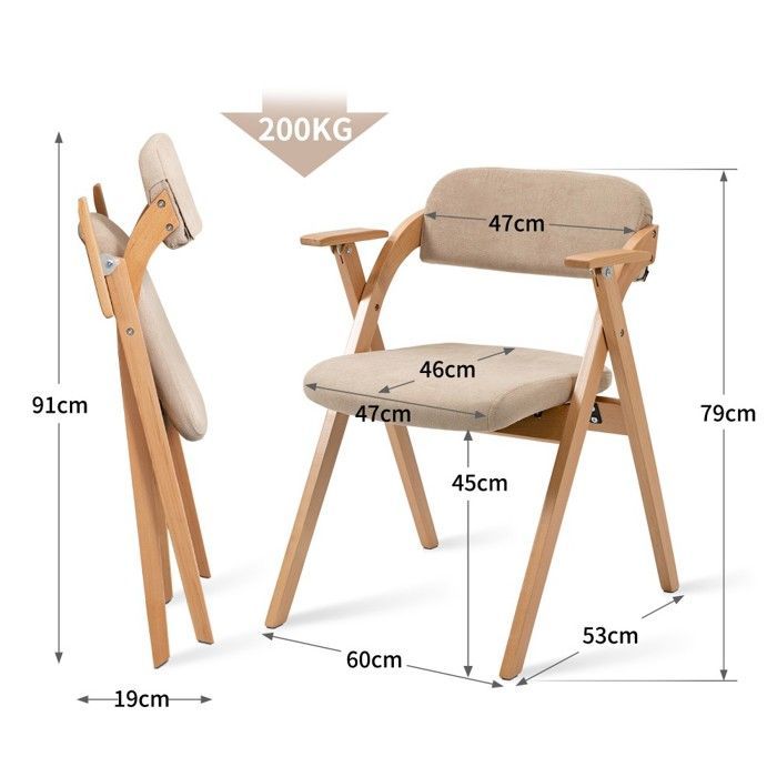 Stapelbare Klappstühle mit Armlehnen und Polsterung, 2er-Set, für Esszimmer, Büro, Farbe Khaki.