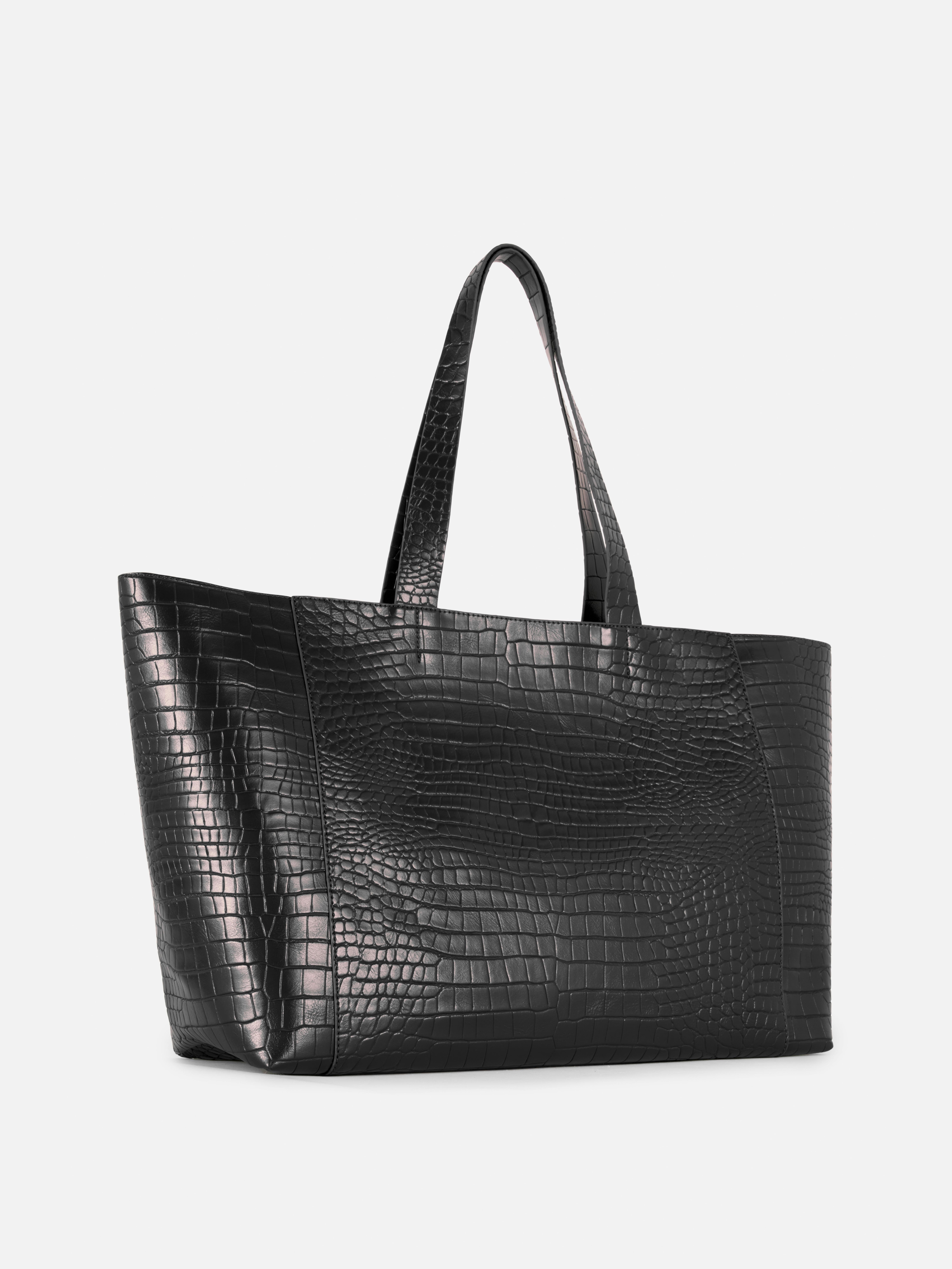 Geantă shopper extra mare cu efect de crocodil Geantă mare din piele ecologică cu efect de crocodil, mânere și închidere cu fermoar